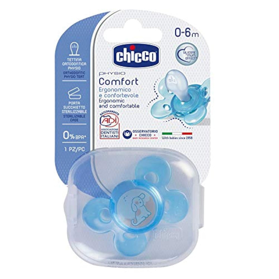 Chicco SOOTHER PH.COMFORT BLUE SIL 0-6M 1PC C