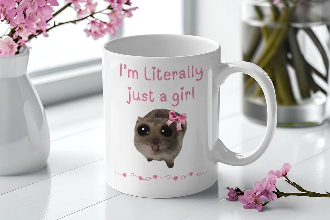 I'm Literally Just a Girl Mug, Sad Hamster Mug, Viral Meme Mug, Cute Coffee Cup, Hamster Mug, Viral gifts, Funny Tiktok gift, Mug for Her