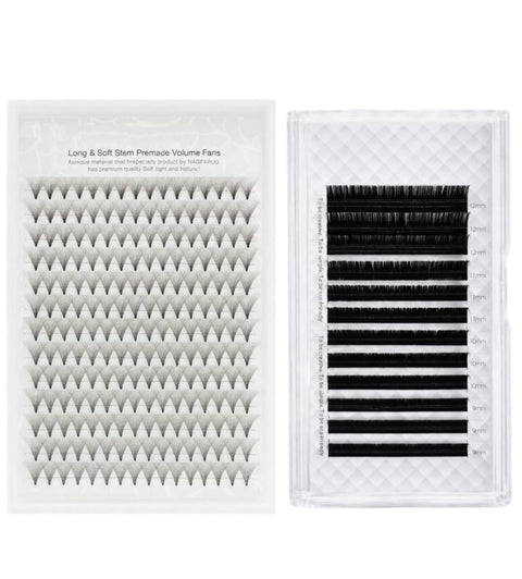 Eyelash Extension Set Premade Volume Fans 20D 10mm & Individual Lash Extensions 0.10D Classic Hair by Hair, Soft Lightweight Natural Look Lashes for Salon and Home Use