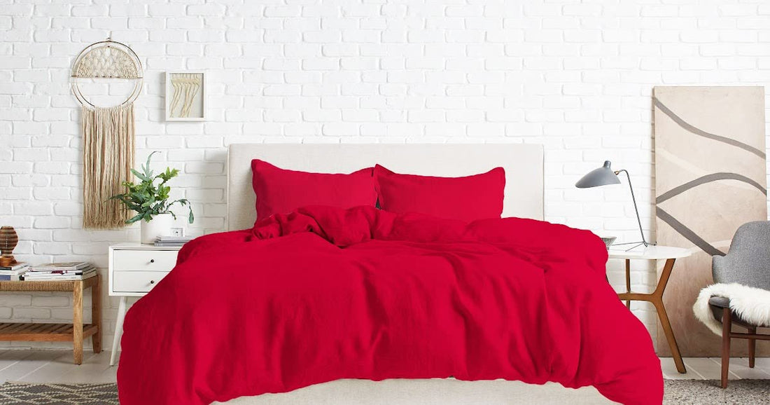 Tigers Trade Lines Quilt Set - Cotton - 3 Piece - Solid Pattern - Hotels, Homes & Touristic Villages (For Room Sengel 180 * 240cm, Red)