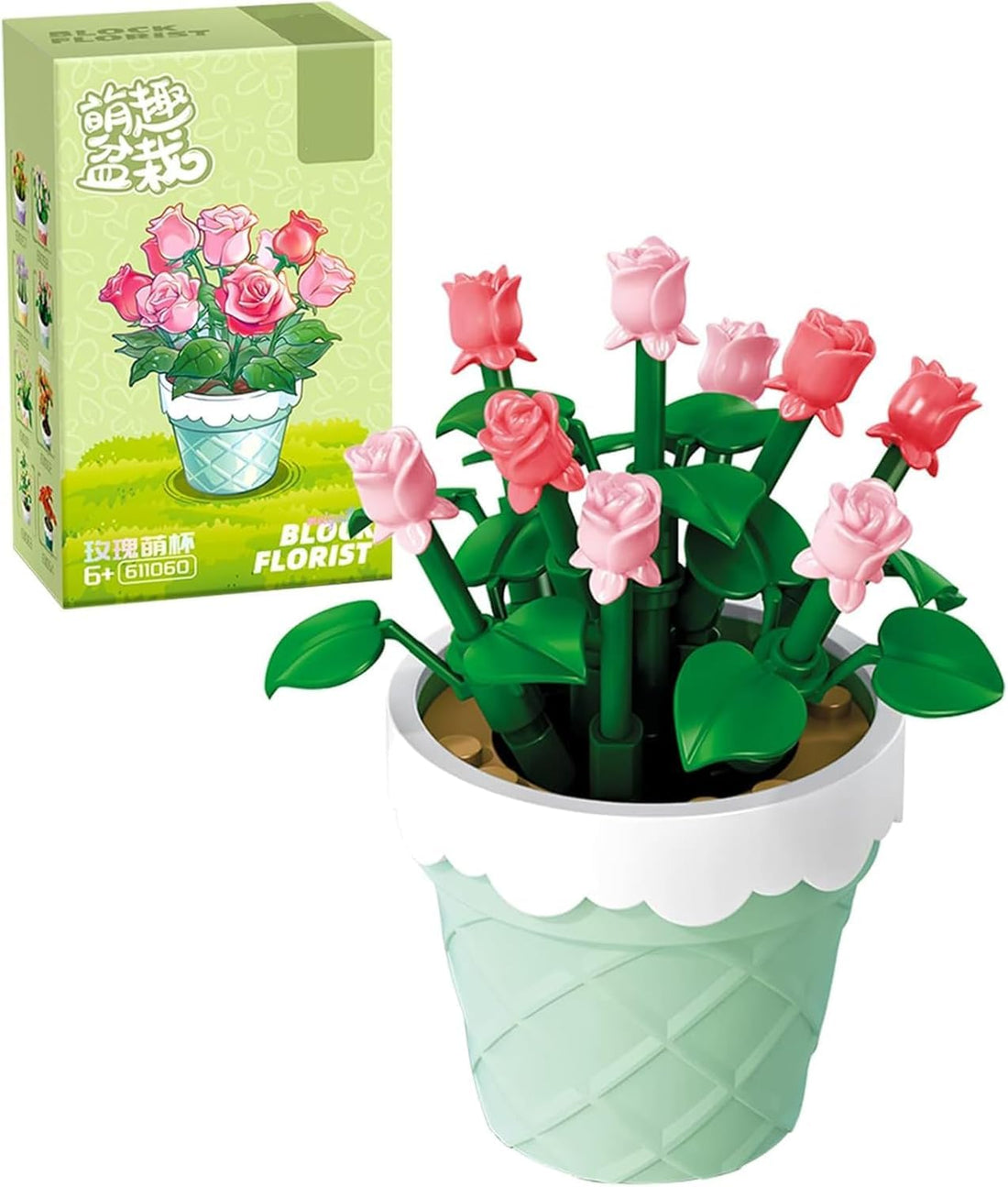 TOYS LAND Flower Bouquet Building Block Toys, 67PCS Mini Blocks Artificial Flowers Set, DIY Mini Bricks Idea Plants Bonsai Toy Kit Decor for Home Office, Birthday Gift for Women Adults Kids (Rose)