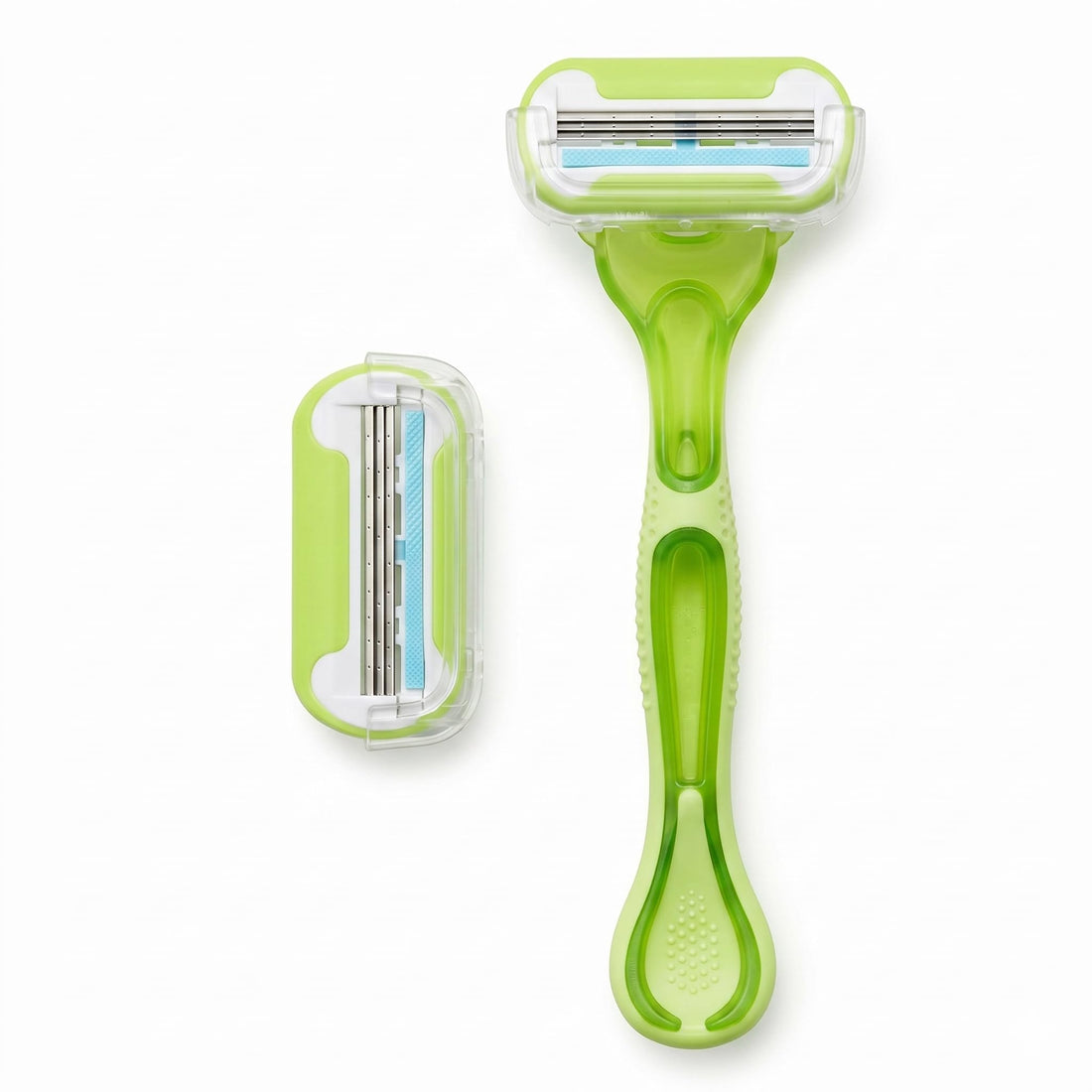 3 Blades Women's Razor with Movable Head and Extra Blade, Easy to Use Body Hair Removal Tool for Sensitive Skin for Daily Use (Green)