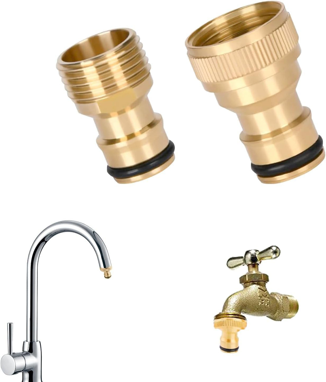 Tap Adapter, Tap Hose Connection, Internal and External Thread, for Tap or Hose Connection (2 cm, 2 Pack)