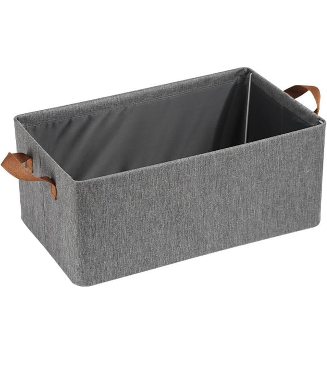Generic Collapsible Storage Basket, Grey Fabric, 5x30x3 cm, 0.32 kg, Unfinished, Organizer, Washable Handles, Sturdy, Minimalist Design