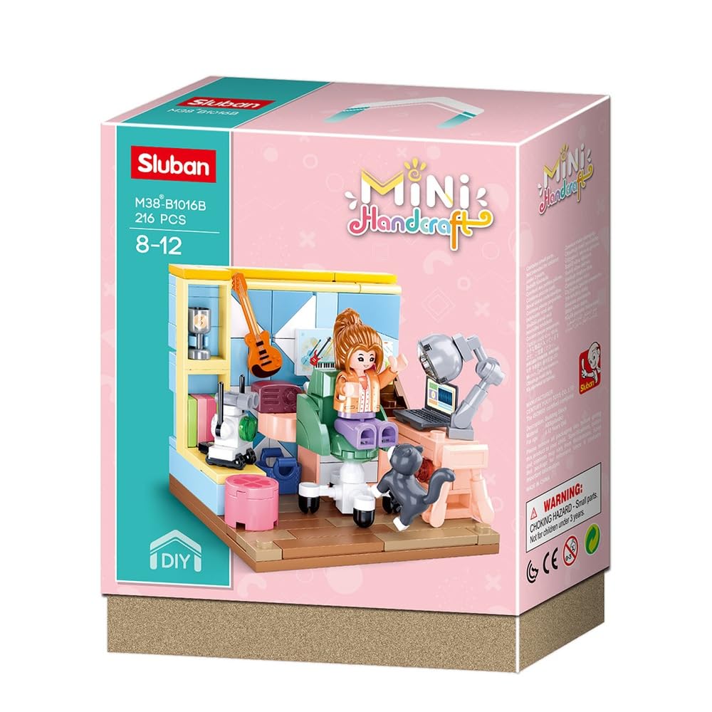 Sluban Mini Handcraft Blocks - Study Room 216Pcs 8+ boy toys, girl toys, birthday gift, Christmas gift, growth, fun, for kids.