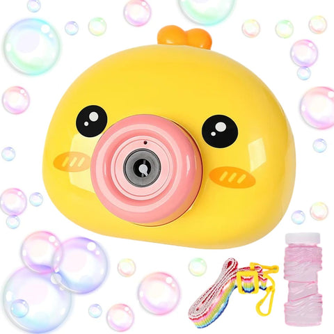 TOYS LAND Bubble Machine Toy Duck Automatic Camera Bubble Maker with Light & Music, Outdoor Toys Bubble Blower Play Summer Bubble Maker Machine Toys, Gift for Kids Boys Girls Ages 3+ (Yellow Duck)