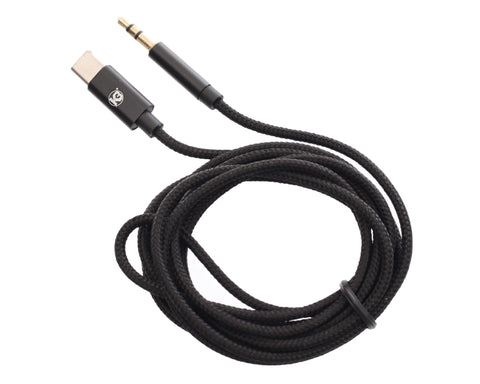 K3 A75 Type-C To 3.5mm AUX Audio Adapter Cable – 2M Nylon Braided Durable Cord, High-Speed Data Sync, Compatible with Samsung, Xiaomi, Huawei, Android Devices, Power Banks – Black