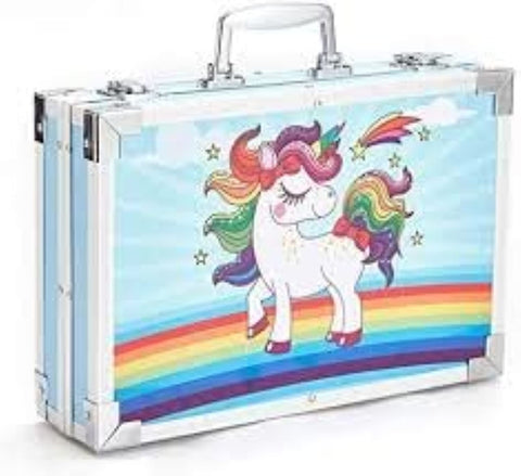 145-Piece Art Set Art Supplies for Drawing, Painting.A Great Gift for Children start school，Beginner, supplies for students, children's day and Artists(BLUE Unicorn)