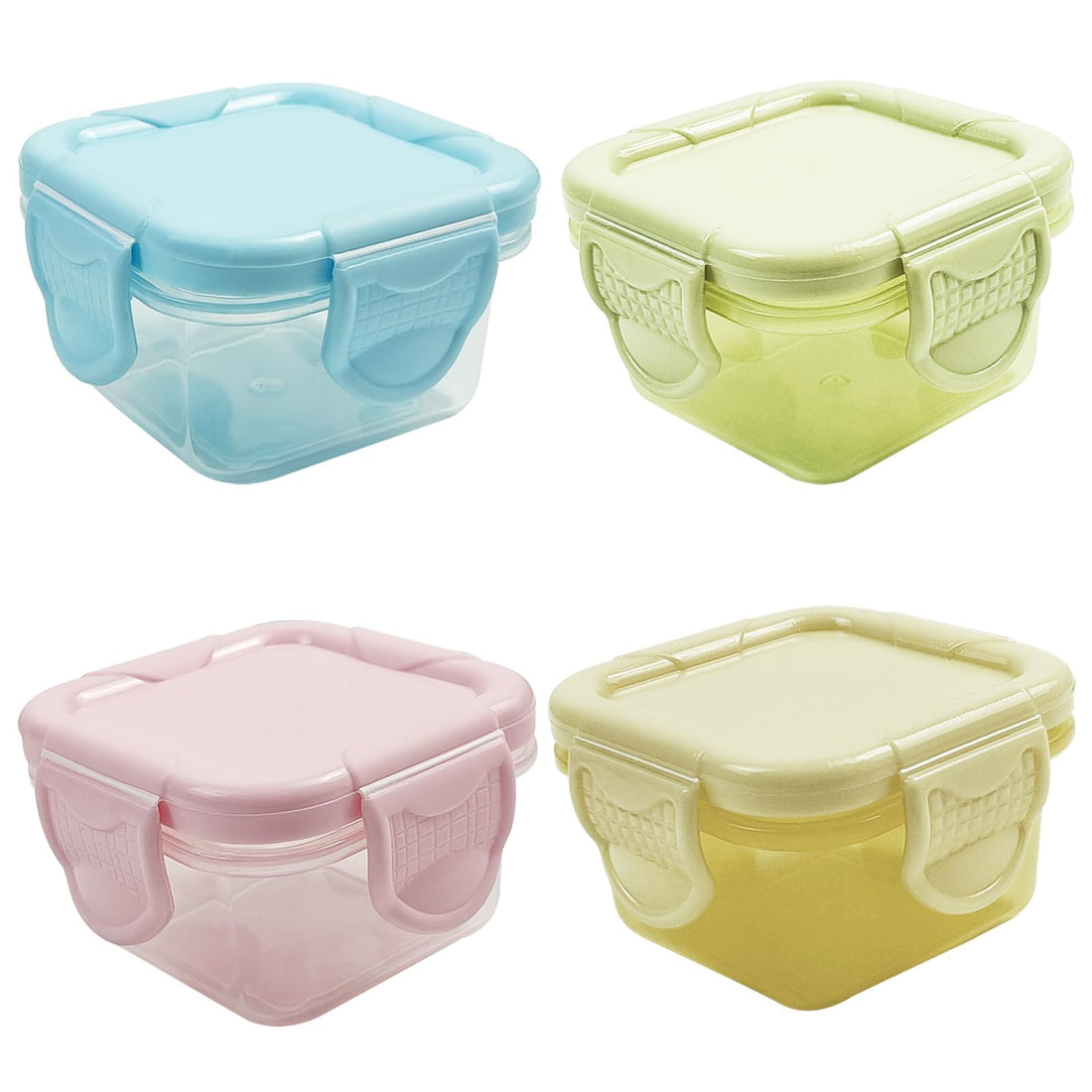 NALACAL 2oz Reusable Plastic Salad Dressing Containers to Go, Set of 4, Small Sauce Cups with Sealing Lids, Leak-Proof Food Containers for Lunch Box