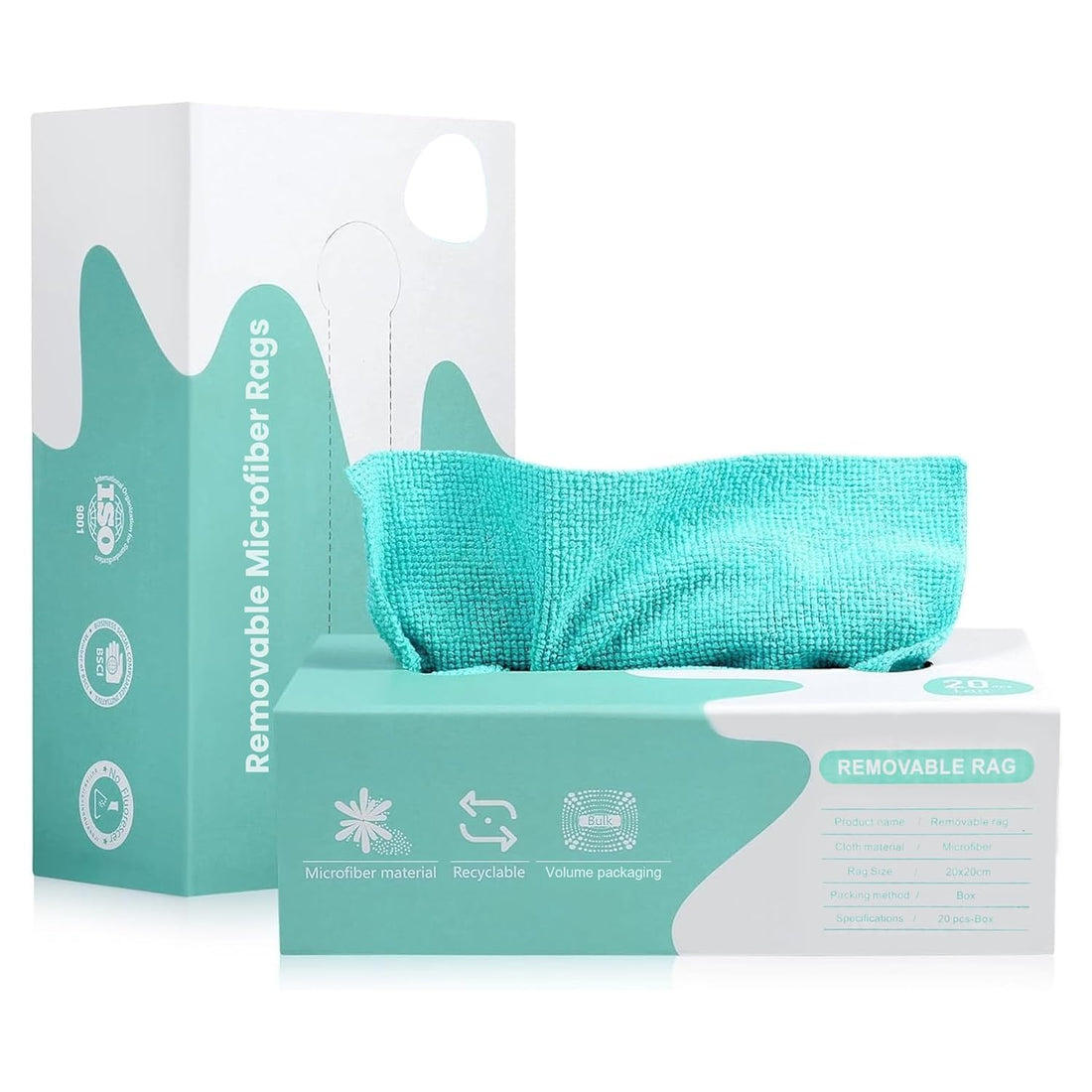 Voroly Microfiber Cleaning Cloth - 20 PCS Reusable Cloth Wipes for Home Kitchen & Office | Strong Absorbent Cleaning Cloth with Dispenser Box