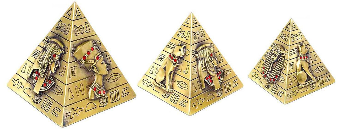 immatgar pharaonic Egyptian Pyramid From Metal souvenirs gifts from Egypt (Shape1 - Burnt Yellow - 6.5 CM Height)