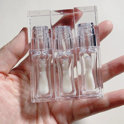 Refillable Square Lip Gloss Tubes,3 pieces â€“ Clear Empty Containers with Brush â€“ 6ml Cosmetic Bottles for DIY Lip Gloss