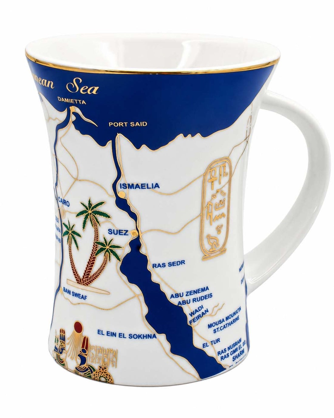 immatgar pharaonic Decorative mug ancient Egyptian souvenirs gift for women and men from Egypt - mother day gifts (map - White - 350 MM)