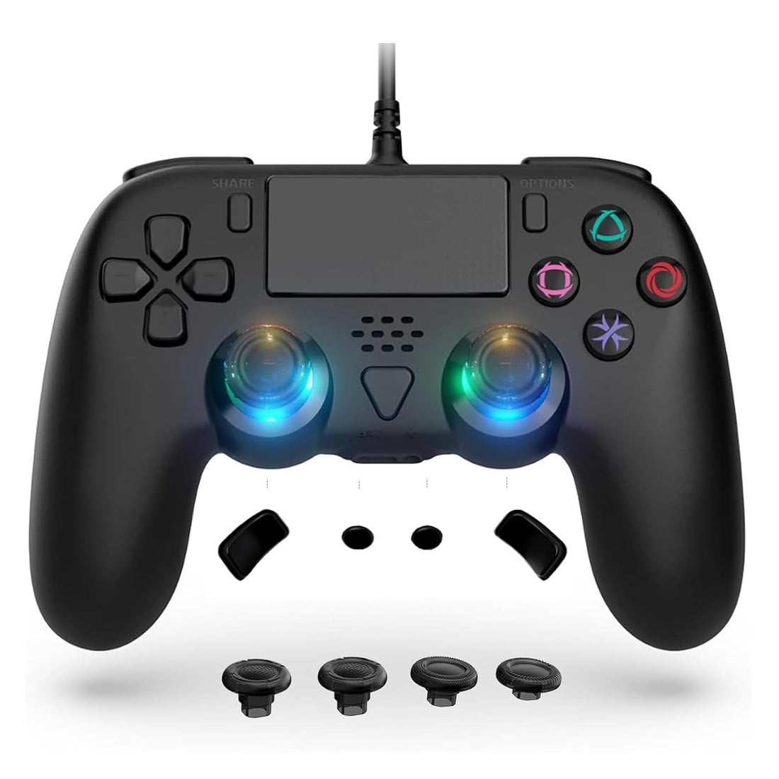 Wired Controller Compatible with PS5/PS5 Pro/PS5 Slim/PC - Wired Controller with Built-in Advanced Back Buttons Programming/Turbo,with Thumbsticks | 2 High-Rise, 2 Mid-Rise (Black)