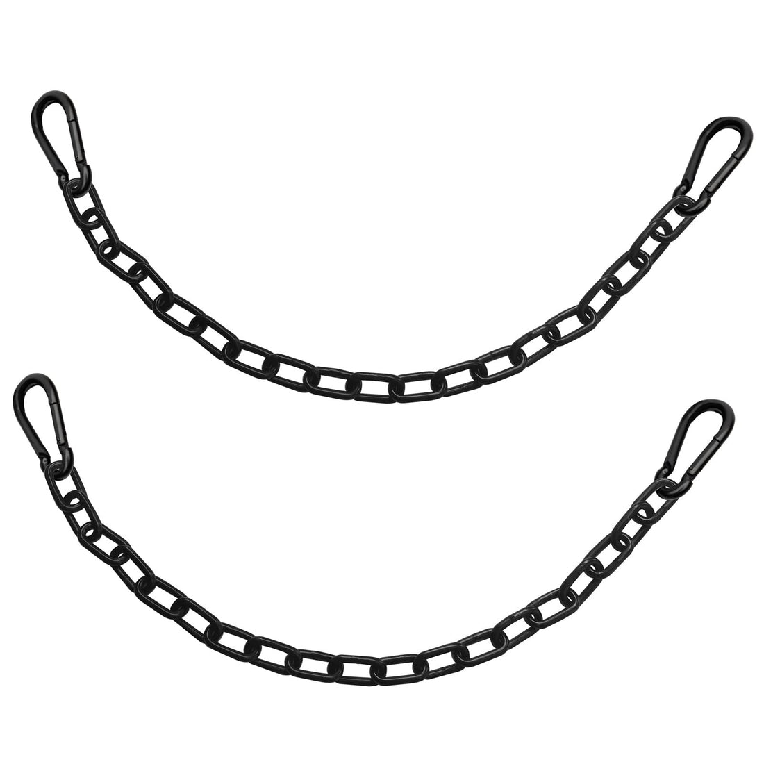 2Pcs 23 Inch Black Heavy Duty Hanging Chains with 4 Carabiners, Chair Hardware for Indoor Outdoor Playground Hanging Chair Hammock Punching Bags 800 LB Capacity (Black Metal Chain-23 Inch-2 Packs)