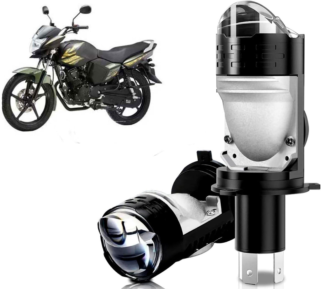 Auto Pearl H4 LED Projector Lens Motorcycle Headlight Bulbs 12V 8000LM Bulb H4 CSP Chip High/Low Beam, 45W-55W Canbus Turbo, 6000K White Light compatible with SalutoBS6 (Pack of 1)