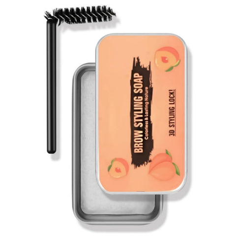 Smudge-Proof Clear Eyebrow Gel For Natural Brows,Eyebrow Soap,E-yebrow Setting Gel,Long-Lasting Styling Pomade With Quick-Dry Honey Peach E-yebrow Wax And Lightweight,Easy Shaping & Definition