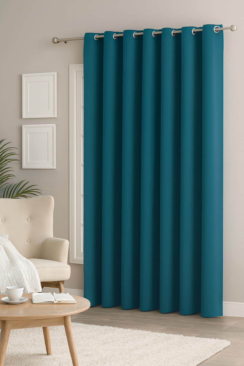 Luxury Curtains - Imported Hammer Fabric - Elegant Curtains - Grommets - Soft Velvet Texture - 200W x 280L CM (Turquoise)