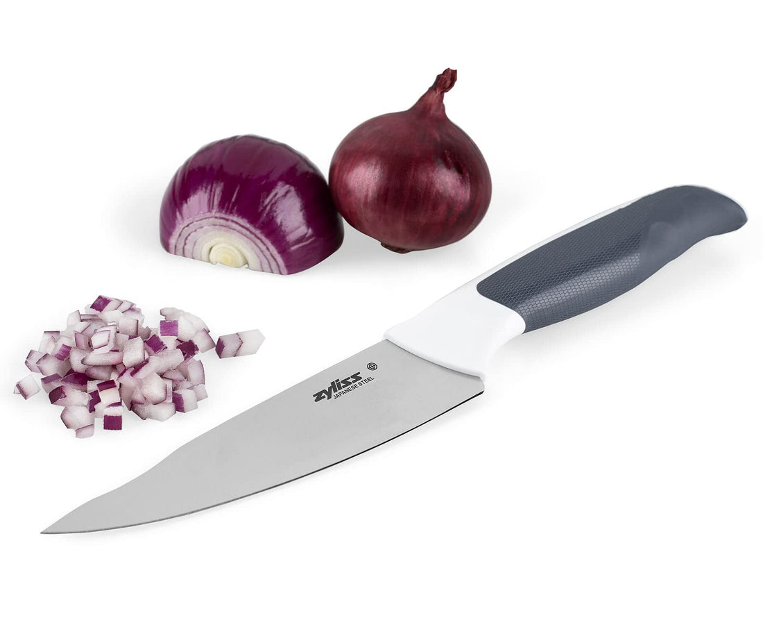 Zyliss Comfort Utility Knife, Soft Touch Handle, Japanese Stainless Steel Black & white, 13cm E920213