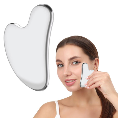 Stainless Steel Gua Sha,Multifunctional Steel Gua Sha,Gua Sha Stainless Steel Face Sculptor,Metal Gua Sha for Family and Friends, Slimmer Face & Contouring Heart Shaped