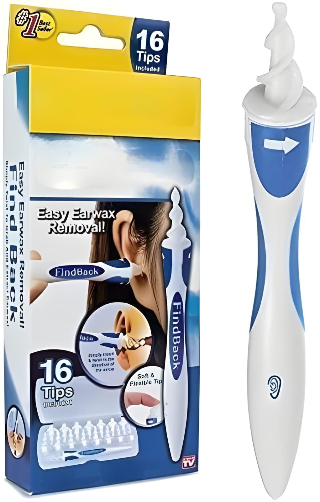 Spiral Motion Ear Pick, with 16 Replaceable Soft Heads, Safe and Effective Ear Wax Removal Tool, Suitable for Family