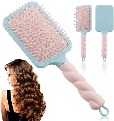 Hair Styling Paddle Brush Detangling Massage Comb for Curly Thick Straight Hair Comfortable Non-skid Handle for Wet and Dry Use for Scalp Massaging and Easy Combing-MULTICOLOR-1PC-N1