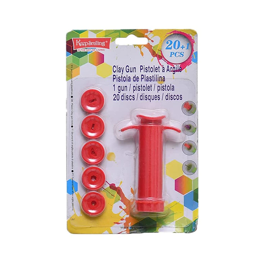 keep smiling Clay Extruder Tool With 20 Different Discs Clay Gun- Red