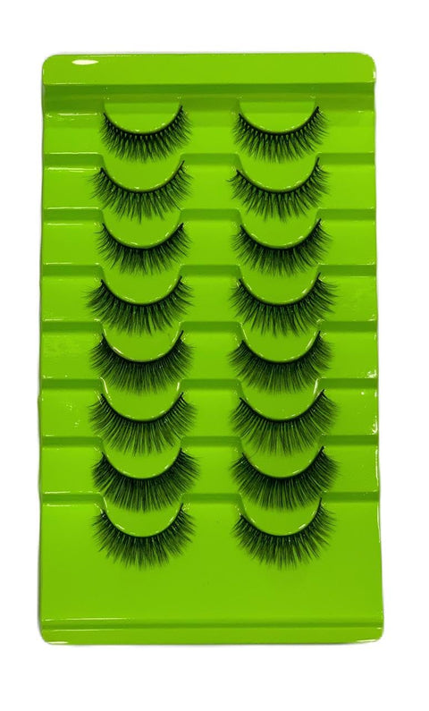-8 PAIRS 3D Faux Mink False Eyelashes | Reusable Lightweight & Natural Looking | Bold Eye Makeup Look | for Party, Bridal & Professional 8 SHAPE-GREEN