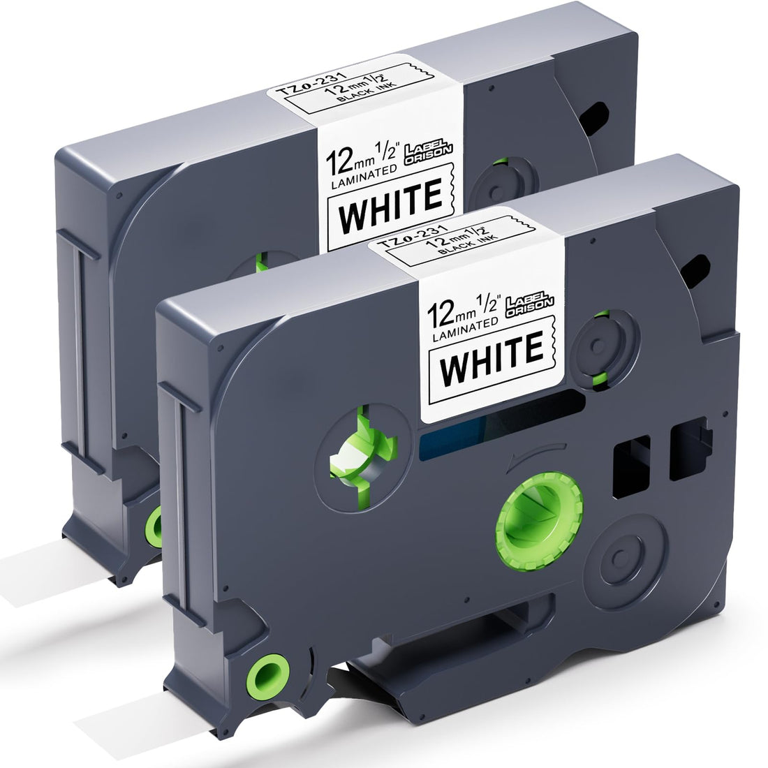 Compatible with Brother P-Touch Label Tape TZ231 TZe-231 12mm 0.47" Laminated Label Maker Tape for PT-110 PT-D210 PT-D600 PT-1280,Black on White,0.47 Inch x 26.2Feet(12mm x8m),2Pack