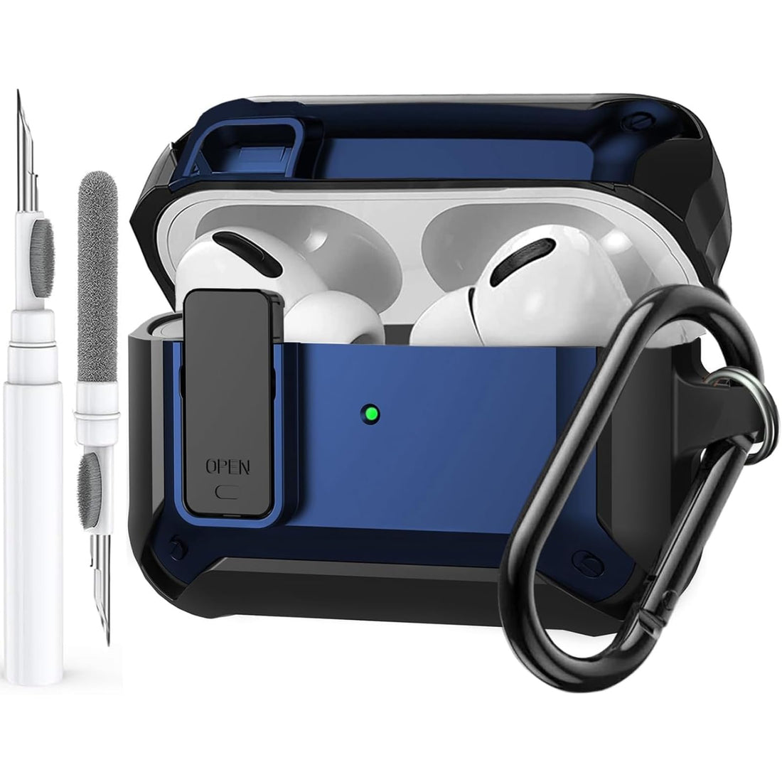 AirPods Pro 3 Cover Lock Case, Stylish and Durable Anti-Shock TPU Case, AirPods Pro 3 Bluetooth Earphone Case with Buckle and Cleaning Kit(Blue)