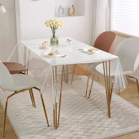 CEWROM Transparent Tablecloth, 140 x 180 cm, Washable, Protective Tablecloth, Table Protector, Transparent Protective Film, PVC, Water-Repellent, Easy Care, Table Film, Suitable for Indoor and Outdoor