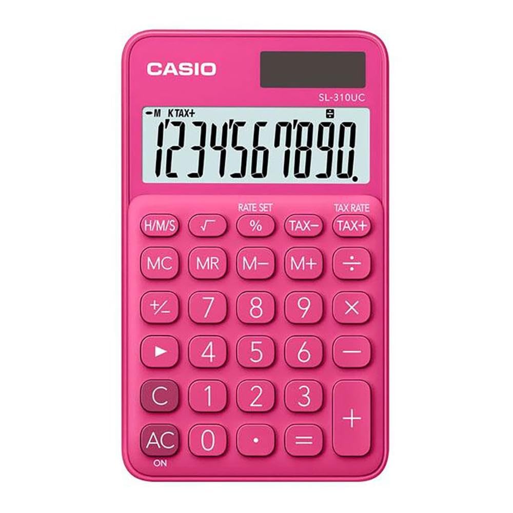 Casio SL-310UC-RD-N-DC 10 Digits Practical Calculator, Red