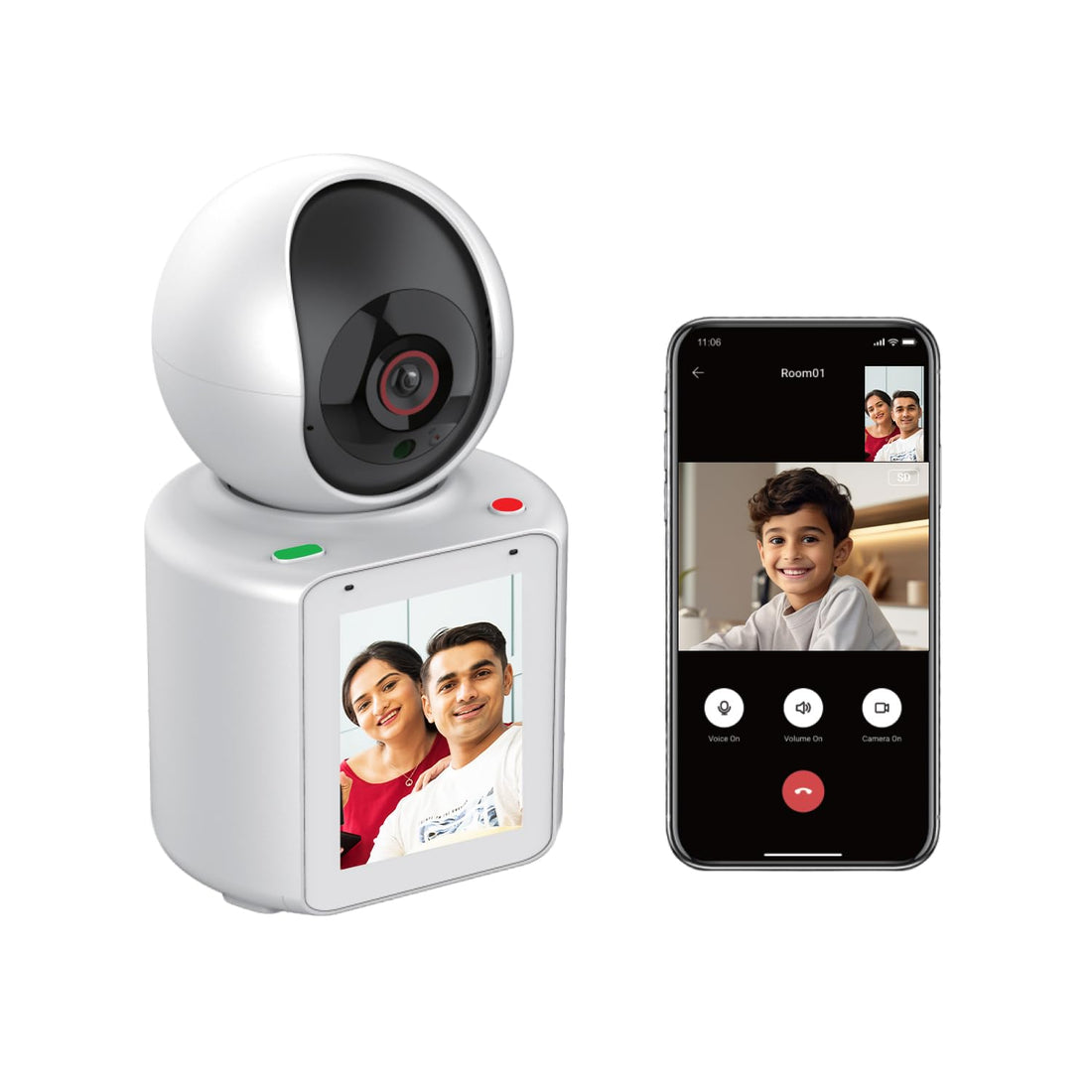 sekyo C30 WiFi Video Calling CCTV Camera with 2.8" Screen | Baby Cry + Human + Motion Detection | 1 Click Call, 2 Way Talk, Night Vision, Phone Alert | Indoor Baby/Elderly/Maid Live Monitoring