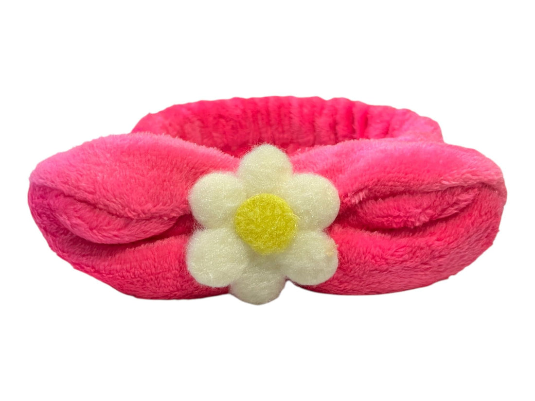Daphne Velvet Headband With Flower Design For Girls - Fushia