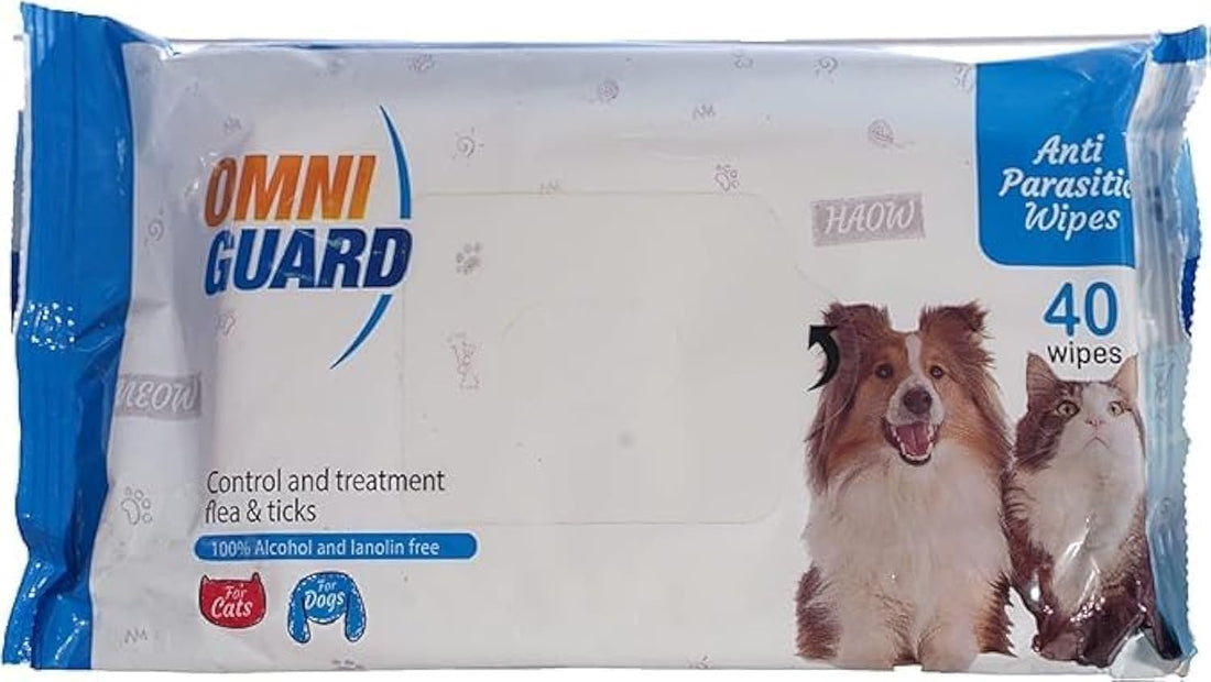 Omni Guard Cats & Dogs Anti Parasitic Wipes - 40 PCS