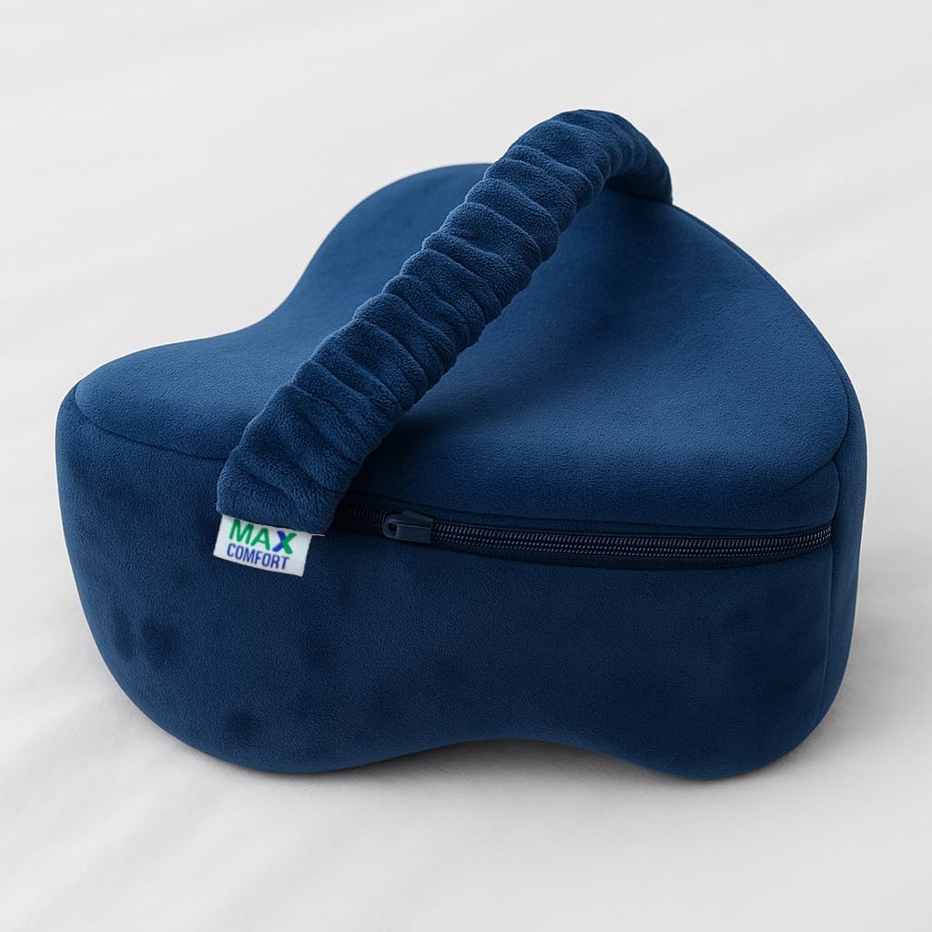 Max Comfort Leg Pillow - Ergonomic Side Sleeper Knee Pillow for Optimal Support - Foam for Side Sleepers Supports Legs, Knees and Back - Navy