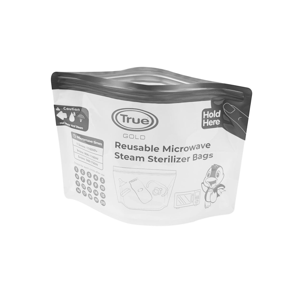 True Gold Reusable Microwave Steam Sterilizer Bags-10 PCS- 200 Uses (20 uses per bag)
