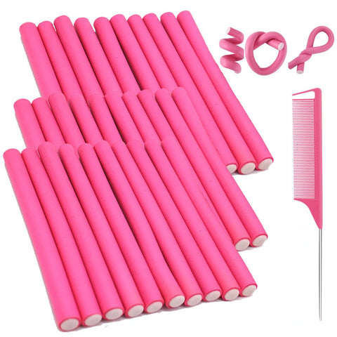 CHmiss Papilotten Curler Foam Set, Curling Curler, Flexible Curler Set, Curler Set, Curling Rods, No Heat Curlers for Short and Medium Long Hair, Pack of 30