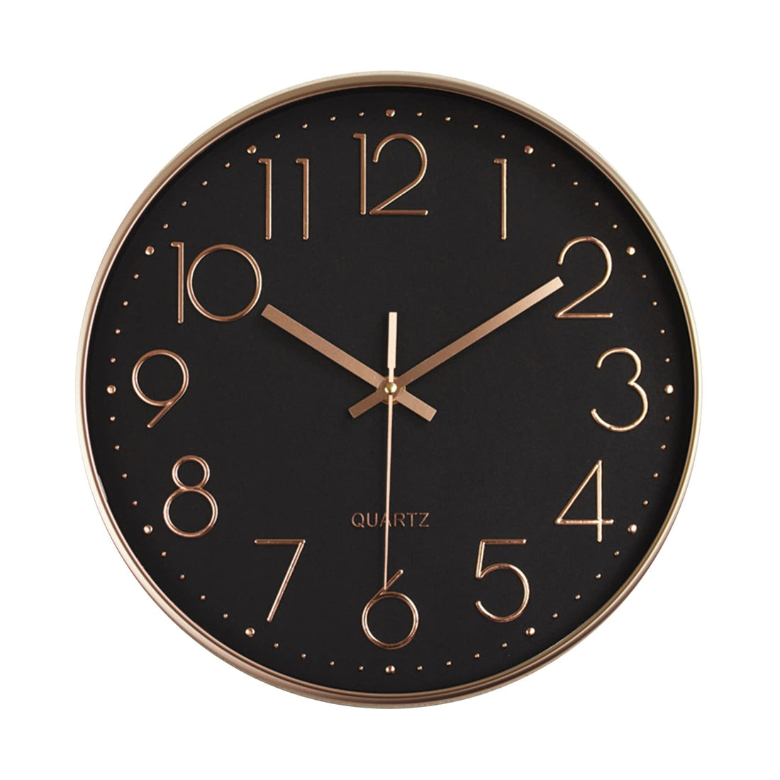 Home Office Battery Operated Wall Clock Silent Non Ticking 12 Inch Living Room Bedroom Quartz Round Clock (Black)
