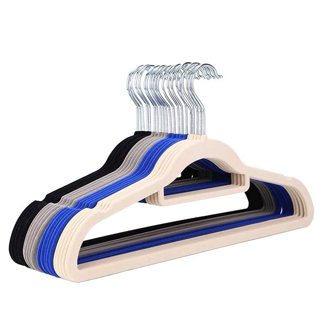 Plush Clothes Hangers Elastic & Strong Shatterproof Non Slip Luxury Flowing Trousers Skirt Hanger Closet Storage Hook ,5 Pieces - Multicolored