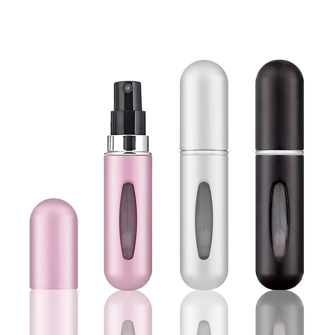 JEKUGOT 5ml Perfume Atomiser Refillable Bottles, 3Pcs Portable Travel Perfume Bottle Mini Perfume Empty Spray Bottle Dispenser (Pink Silver Black)