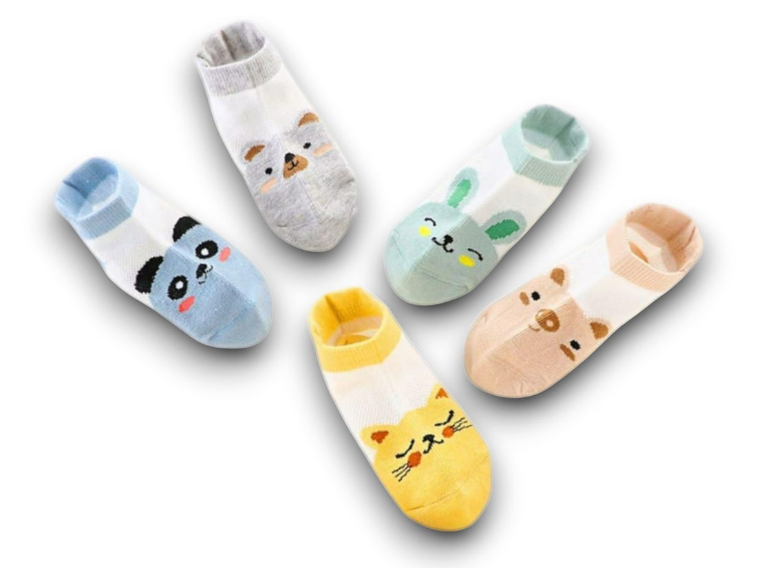 Kids Socks – Low – Ankle – Set of 5 Pairs + 1 Gift - 8-10 Years - Pastel Paws