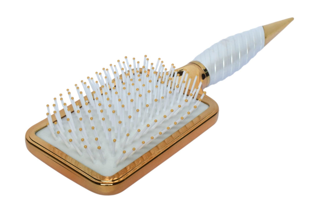 Paddle Hairbrush For All Hair Types - Gold White