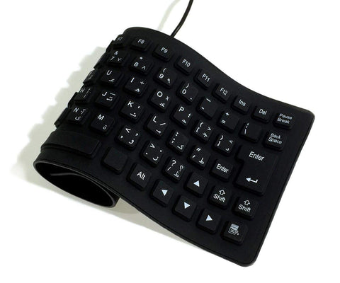 Crystal 85 Keys English Arabic USB Waterproof Flexible Foldable Silicone Gel Keyboard Soft Rubber Keycaps for Computer Laptop PC