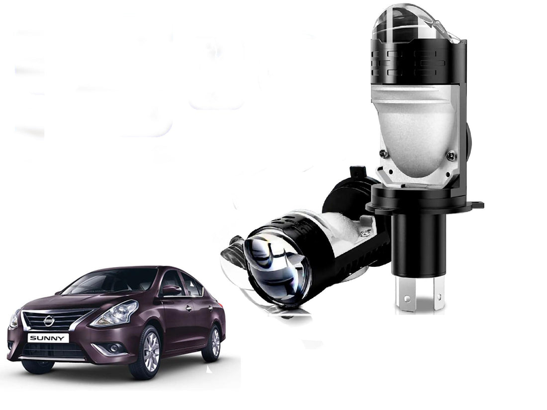 Auto Pearl H4 LED Projector Lens Car Headlight Bulbs 12V 8000LM Bulb H4 CSP Chip High/Low Beam, 45W-55W Canbus Turbo, 6000K White Light compatible with Sunny 2015-2020 (Pack of 2)