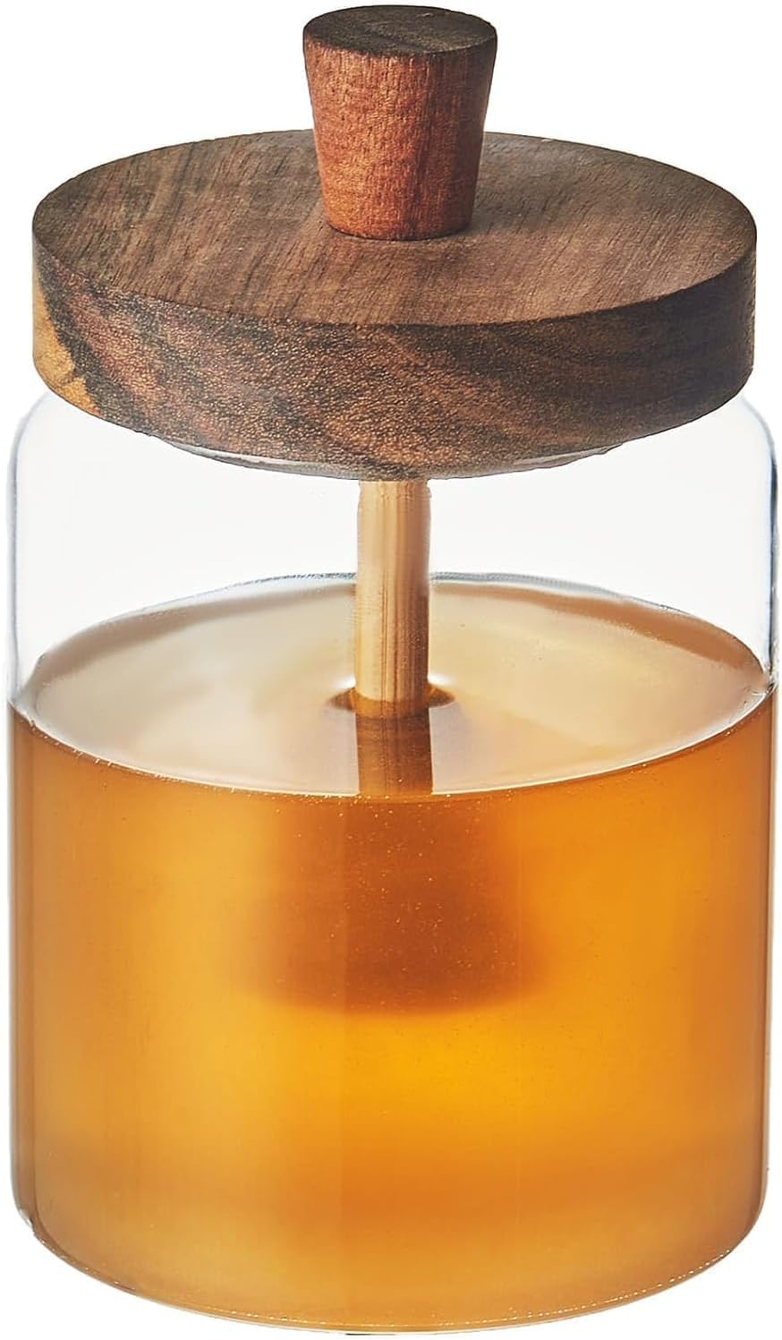 Elegant and Practical Honey Jar with Wooden Lid – Airtight Glass Storage for Natural Honey, Syrups, Jams, Kitchen Organization, Breakfast, and Stylish Home Use