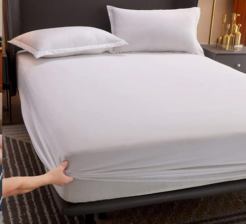 Plain Fitted Sheet Set for Hotels, Home & Touristic Villages (dark white, 160)