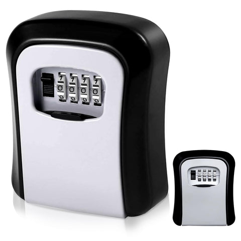 SULIVES Key Safe Wall Mounted, Heavy Duty Lock Box for Indoor/Outdoor Use, Police Approved, 4-Digit Combination Code, Weatherproof and Waterproof, Secure Key Storage Solution