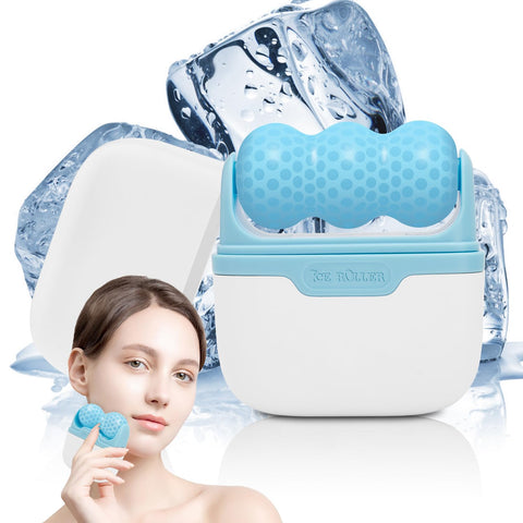 Facials Ice Roller, Ice Roller for Face/Eyes/Neck, 2 IN 1 Roller Massager for Daily Beauty Skin Care, Reduce Puffiness and Relief Migraine, Pain, Ideal Gift for The Special One You Love (#2 BLUE)