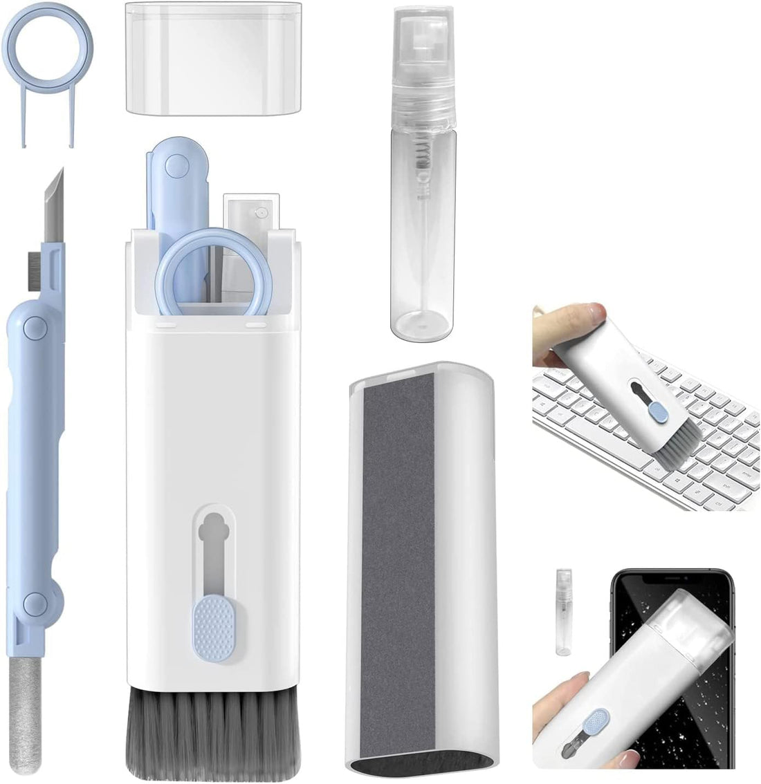 Necomi 7-in-1 Electronic Cleaner Kit, طقم تنظيف لوحة المفاتيح, Keyboard Cleaner kit, Portable Multifunctional Cleaning Tool for PC Monitor/Earbud/Cell Phone/Laptop/Computer/Bluetooth Earphones